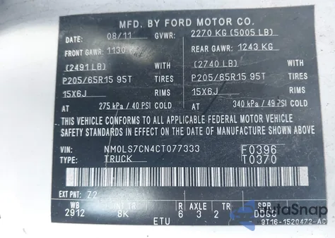 2012 Ford Transit Connect Xl z USA, uszkodzony, nr VIN NM0LS7CN4CT077333